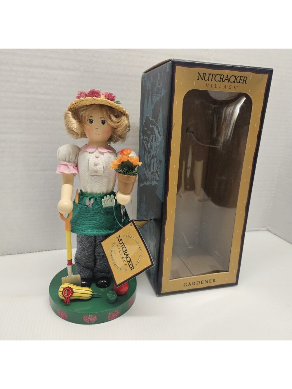 Nutcracker Village Gardener Woman Handcrafted Wooden Collectible Vintage